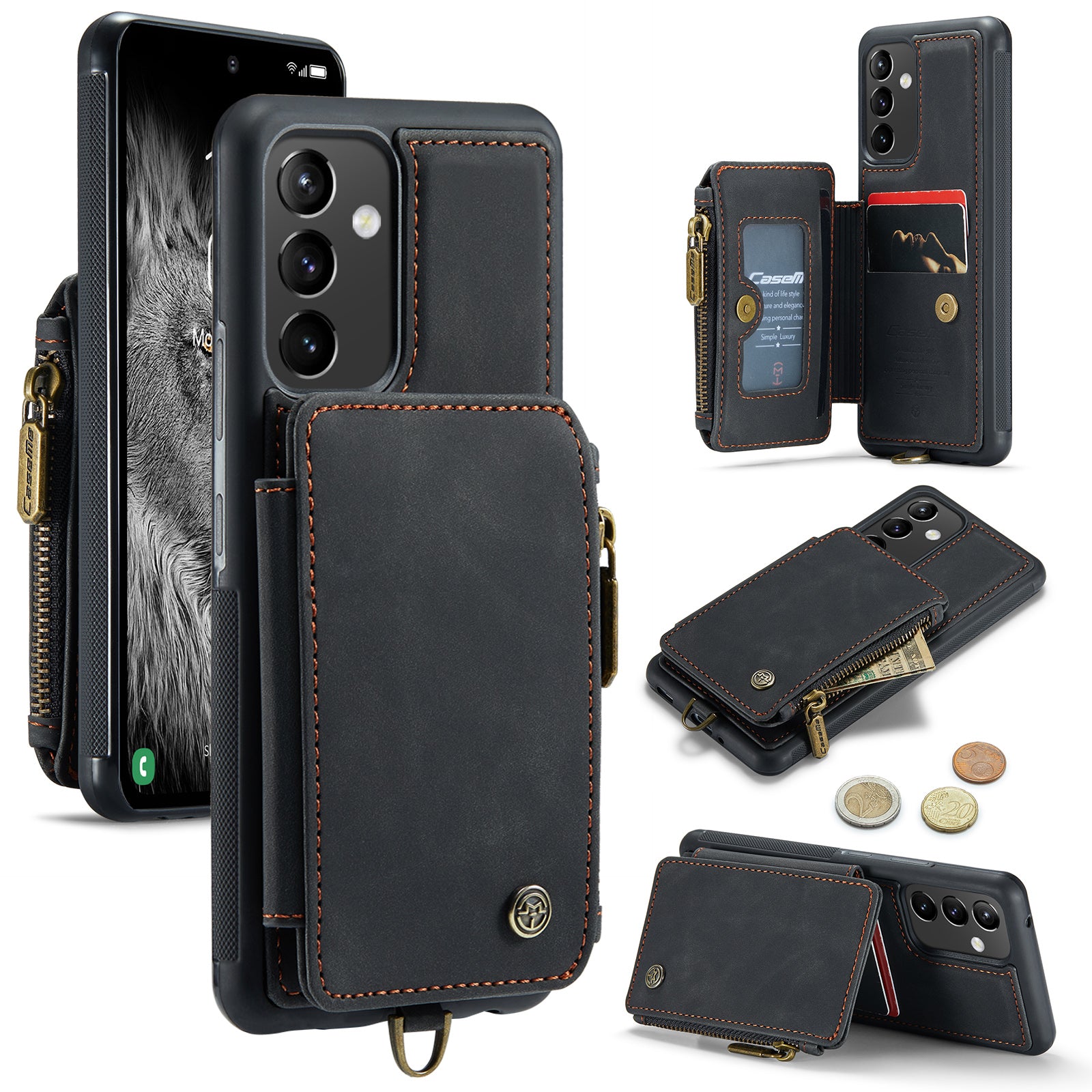 CASEME C20 Series Anti-drop Phone Case for Samsung Galaxy A54 5G RFID Blocking Zipper Pocket Phone Cover Wallet Kickstand with Strap CASEME C20 Series Anti-drop Phone Case for Samsung Galaxy A54 5G RFID Blocking Zipper Pocket Phone Cover Wallet Kickstand with Strap